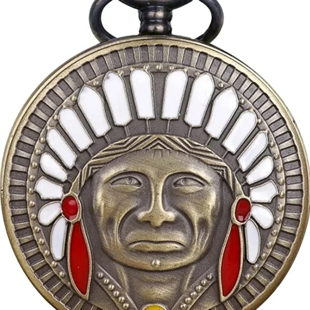 New Native American Indian Chief pocket watch - Picture 1 of 6